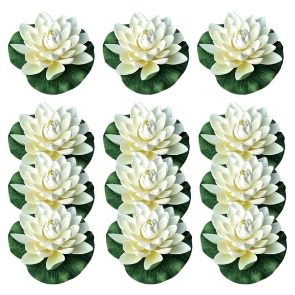 Aoukoslt 6 Pcs White Artificial Lotus Flowers Large